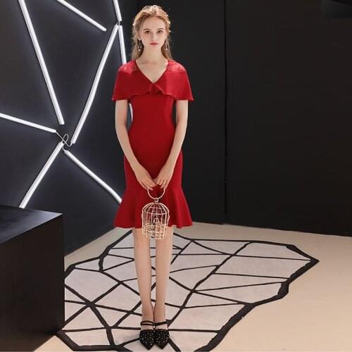 Burgundy Vestido De Fiesta De Coctel Corto Ruffles Skirt Short Sleeves Lace Prom Gowns 2019 Short Cocktail Party Dresses