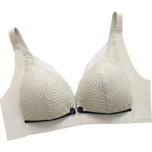 Breastfeeding Bra Lace Front Buckle Pregnant Women Underwear Postpartum Section Gather Bras Without Steel Ring