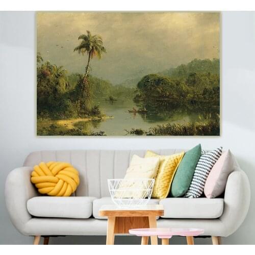Citon Frederic Edwin Church《 Tropical Landscape》Canvas Art Oil Painting Artwork Poster Picture Wall Decor Home Decoration