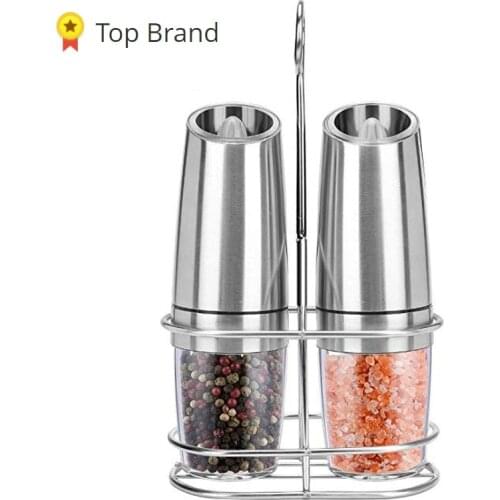 Kitchen Electric Pepper Mill Stainless Steel Pepper Grinder Salt Mill Spice Tall Power Gravity Battery Salt and Pepper Shakers