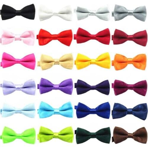 Wedding Bowties Bowtie Satin Black Solid NEW Bow Tie Plain Fancy Pre-Tied KIDS Boys Classic Children Adjustable