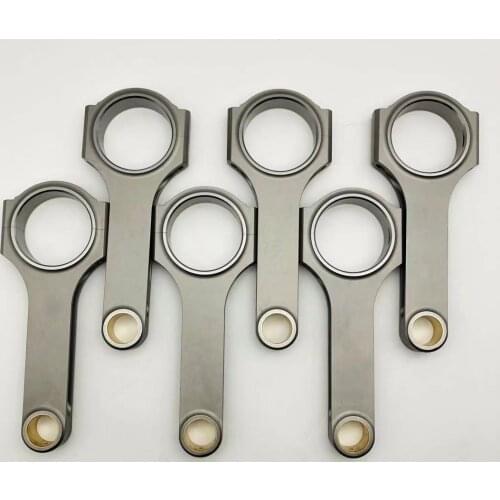 6 pieces H-beam forged Connecting Rods conrods For Mercedes Benz M104 147mm 51.6mm 22mm one set