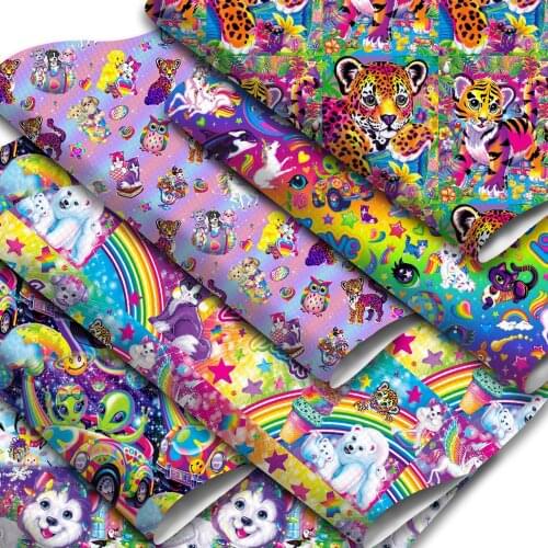 Cartoon Characters Faux Leather Sheets Tigers Dogs Owls Pattern Printed Synthetic Leather for DIY Earrings Hair Bows Materials