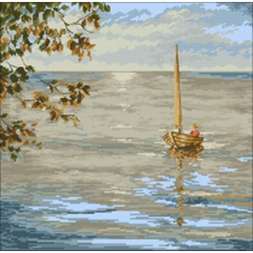 Boat in the sea patterns counted 11CT 14CT 18CT Cross Stitch Set DIY Cross-stitch Kit Embroidery Needlework Home Decor