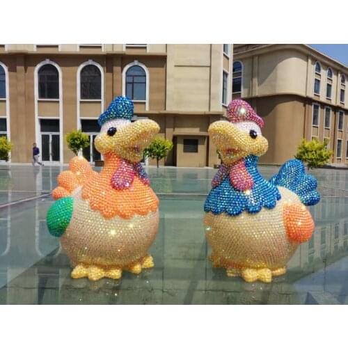 Full Rhinestones DIY Cartoon Lucky Chicken Miniature Christmas Cartoon Money Bank for Kid Coin Saving Box Piggy Bank Deposit Box