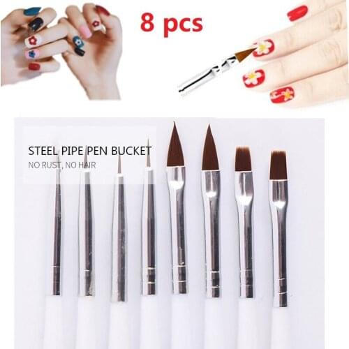5/8pcs Set Pattern Nail Pen Painted Nail Art Liner Brush Set 3D Tips Manicure Professional Salon Or Home Use Gel Nail Brush