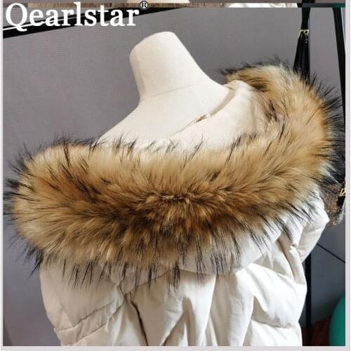 100% Real Raccoon Fur Collar For Kids Parkas Coats 50cm Natural fur Girl Boy Winter Jackets Scarves Long Warm Genuine Zxx55