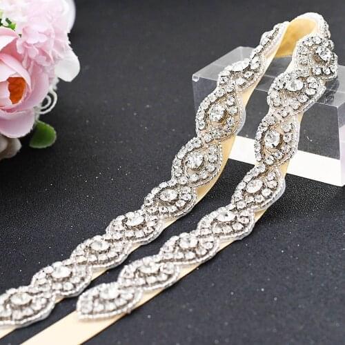 Handmade Stunning Brides Belt Ribbon Sash With Rhinestones Belts For Formal Dress Diamond Belt Bridal Belt Bridal Wedding Sash