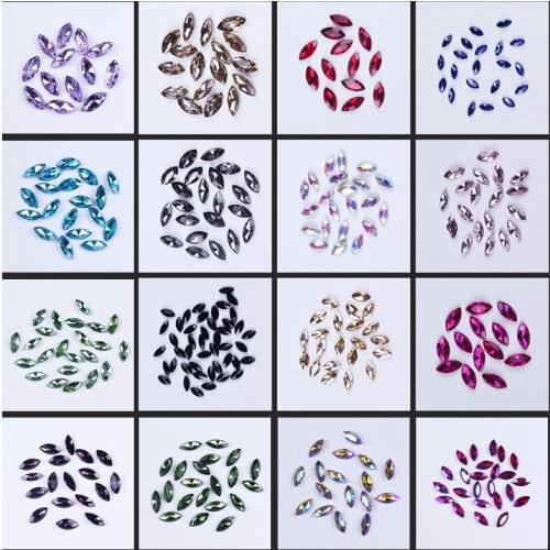 Pulaqi Glitter Acrylic Horse Eye Diamond Manicure Patch Rhinestones 3D Nail Art Decorative Adhesive Acrylic Nail Art Accessories