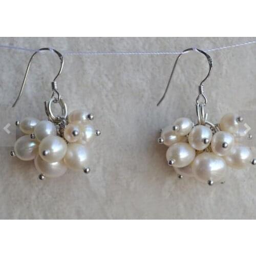 Wedding Gift Favorite Pearl Earring 3-9mm White Freshwater Pearl Dangle Earrings S925 Silver Fine Jewelry Charming Women Gift