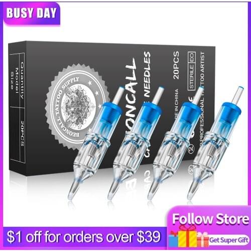Cartridge Tattoo Needles 20PCS RS Disposable Sterilized Tattoo Needle for Tattoo Cartridge Machines Grips Tattoo Supplies