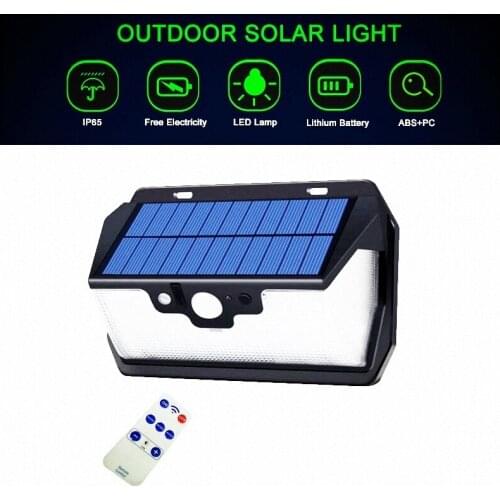 55 leds Solar light remote control radar 3 side lighting usb port Outdoor Garden Yard garage door patio landscape street wall de
