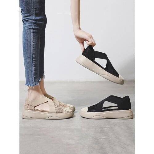 Womens shoes fisherman shoes 2019 new summer breathable mesh face lace thick bottom fashion platform shoes casual shoes