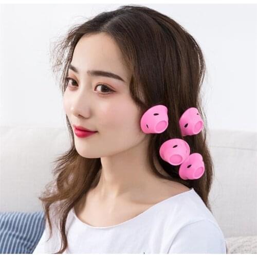 10pcs/set Pink Blue Silicone Hair Curler Soft Rubber Hair Care Rollers No Heat Hair Styling Tool 20#823