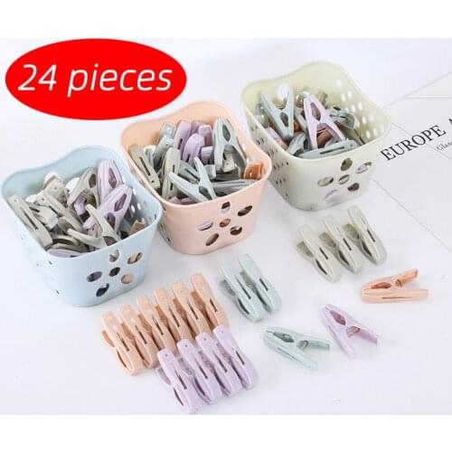 24 Pieces, Small Plastic Clip, Household Multifunctional Underwear, Socks, Storage Basket, Quilt, Windproof Drying Clip