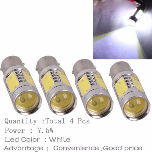 4 Pcs 1156 High Power 7.5W Car Interior Headlight Fog Daytime Running Light DRL Backup Parking Turn Signal Lamps Bulb White