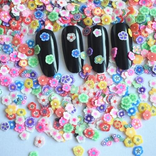 50g/1bag 3D Polymer Clay Tiny Cute Apple Orange Plum Blossom Kiwi Fruit Design Slices Animal Nail Art Decorations Wholesale