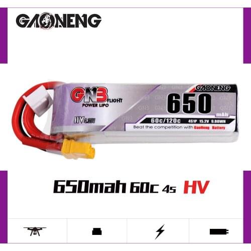 Gaoneng GNB 650mAh 4S 15.2V 60C/120C HV Lipo Battery With XT30 Plug For Beta85X Whoop Quadcopter FPV Racing Drone RC Parts