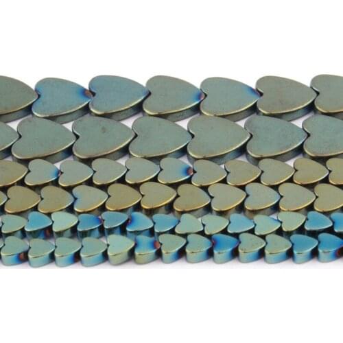 4/6/8/10mm Natural Hematite Beads Heart Green Smooth Loose Stone Beads For DIY Necklace Bracelets Jewelry Making Strand 15"