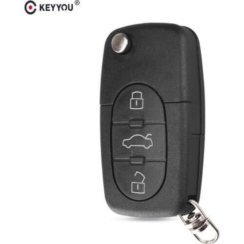 KEYYOU 20pcs 3 Buttons Folding Flip Car Remote Key Shell & Blade HAA For Audi A2 A3 A4 A6 A8 TT CR2032 Fob Blank Case