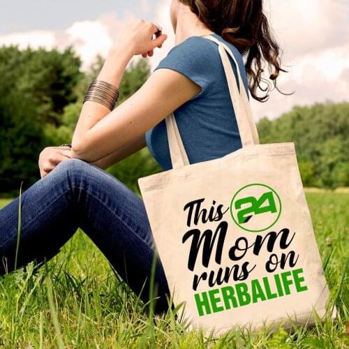 This Mom Runs on Herbalife Tote Bag Cute Herbalife 24 Shopping Bags Eco Friendly Canvas Tote Bags