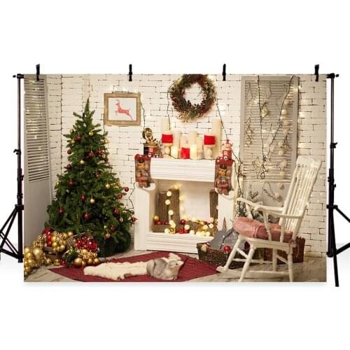 Photography backdrops Christmas tree decorated photo background children party photo studio background Holiday theme photocall
