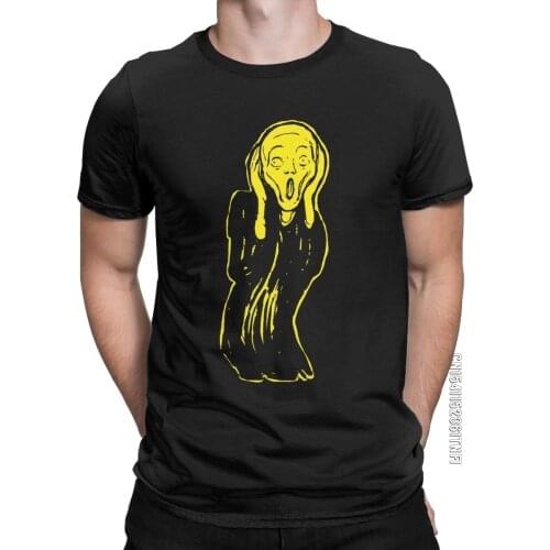 Fun The Minimized Scream T-Shirts For Men Crew Neck 100% Cotton T Shirts Edvard Munch Classic Tee Shirt Printed Clothes