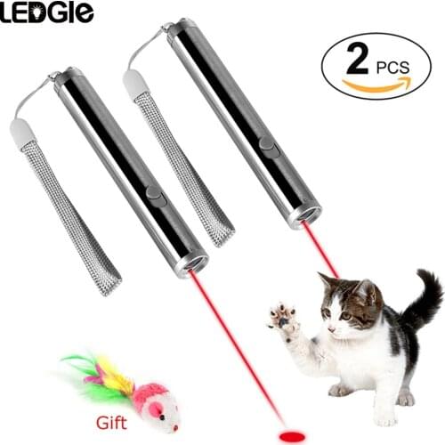 LEDGLE LED 2-in-1 Cat Toy Multi-purpose Pet Training Toys Lamp Pocket Flashlight Torch laser pointer Kitten Toys Battery Powered