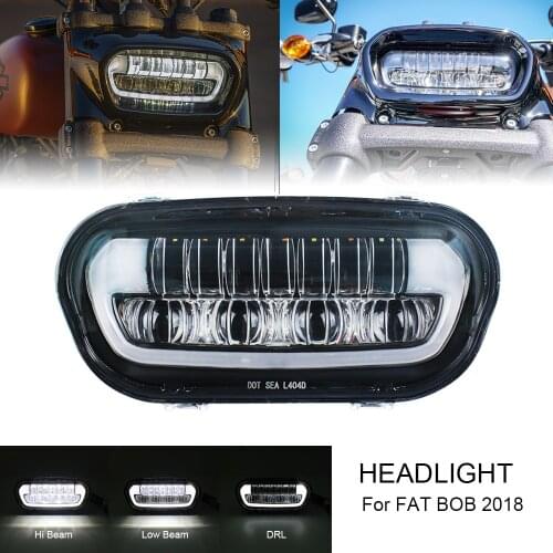 Motorcycle Headlight Assembly Hi/low Beam DRL Moto LED HeadLamp for Fatbob 2018 2019