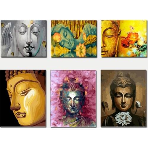 5D DIY Poured Glue Diamond Painting Kits Scalloped Edge Buddha Full Round With AB Drill Frameless Home Decoration Gift Wall Art