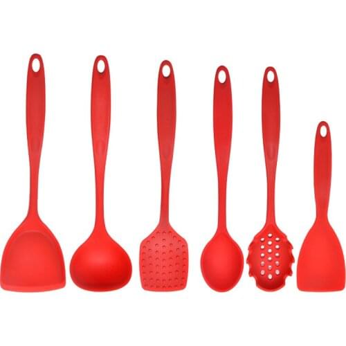 All-Inclusive Silica Gel Kitchen Ware 6-Piece Kitchen Utensils Set Silicone Ladel with Dish Brush Kitchen Gadgets Cooking Tools