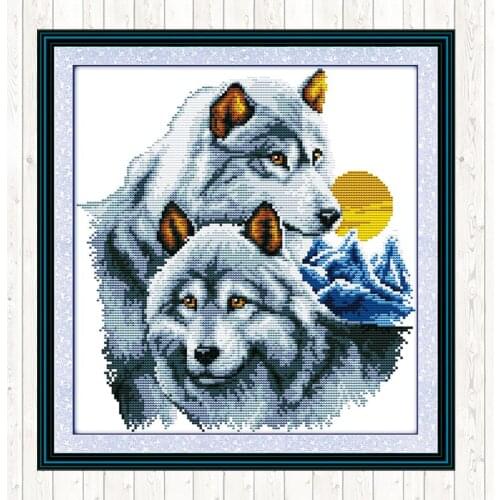 The Wolf Partners Needlework Embroidery Patterns DIY Crafts Cross Stitch Package Embroidery Kits 14ct 11ct Count Print Canvas
