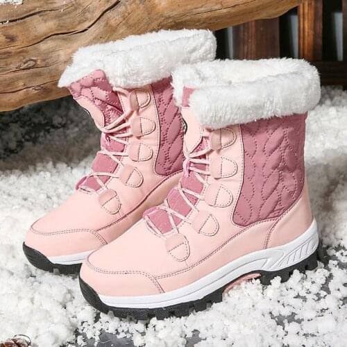 New Winter Women Boots High Quality Keep Warm Mid-Calf Snow Boots Women Lace-up Comfortable Ladies Boots Chaussures Femme