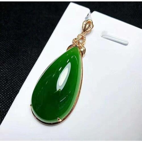 Natural and Tian Jasper Pendant 18K gold with diamond inlaid Jasper Water Drop Necklace female