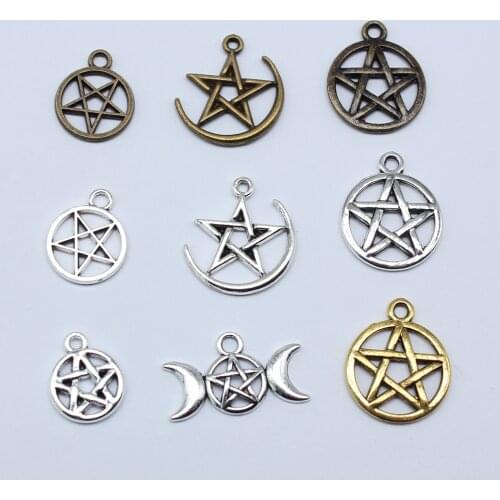 20pcs Pentagram Star Alloy Charms For Necklace Pendants Bracelet Findings DIY Jewelry Making 18x20mm