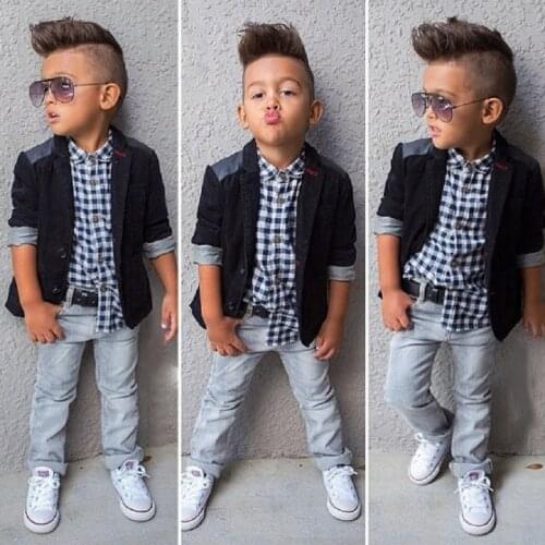 Casual Baby Boy Clothes Sets Gentleman Suit Toddler Boys Clothing Set 3PCS Coat+Long Sleeve Shirt +pants Kids Boy Clothin CCS239