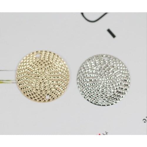 10pieces Simple copper double hanging embossed round pendant Earring necklace DIY handmade Jewelry accessories