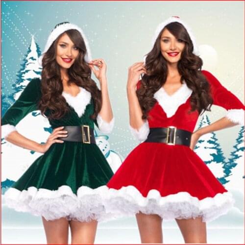 Halloween Christmas Costume Girls Aexy COS Performance Clothing Santa Adult Costumes M L XL