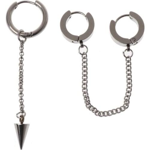 KPOP Korean Idols Male Long Tassel Punk Earring Hip Hop Stainless Steel Jewelry