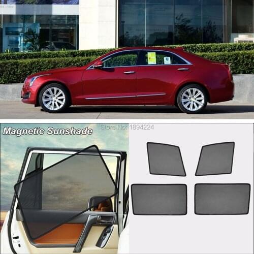 Car Full Side Windows Magnetic Sun Shade UV Protection Ray Blocking Mesh Visor For Cadillac ATS-L 2016-2019