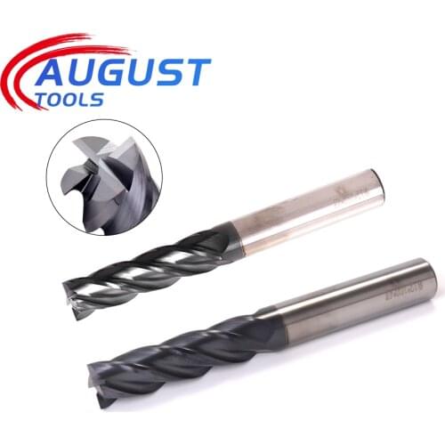 Augusttool HRC50 Carbide End Mill Milling Alloy Tungsten Steel Milling Cutter 4 FluteCNC Machine Cutting Tools 4mm 10mm Shank