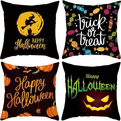 Halloween Home Decoration Letter Cartoon Gift Car Sofa Cushion Peach Skin Pillowcase Halloween Decor