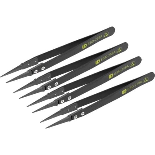 Uxcell ESD Precision Anti-Static Tweezers, Stainless Steel Extremely Pointed Tweezers for Craft Jewelry Electronics, 4 Pcs