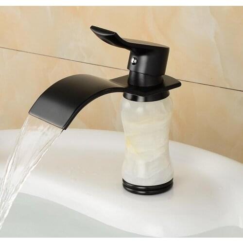 Bathroom antique bend basin faucets mixer, Oil Rubbed Bronze toilet basin faucet black,Marble mosaic main basin faucet waterfall