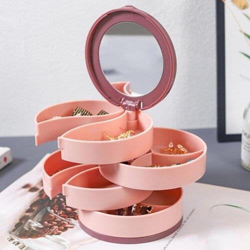 Rotating Jewelry Boxes Convenient Gift 4 Compartments Waterproof Multilayer Rotating Jewelry Box for Wedding