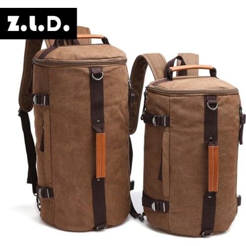 Z.L.D. New MenS Cylindrical Backpack MenS Travel Bag Large-Capacity Slung Backpack Portable Travel Bag Weekend Sports Backpack