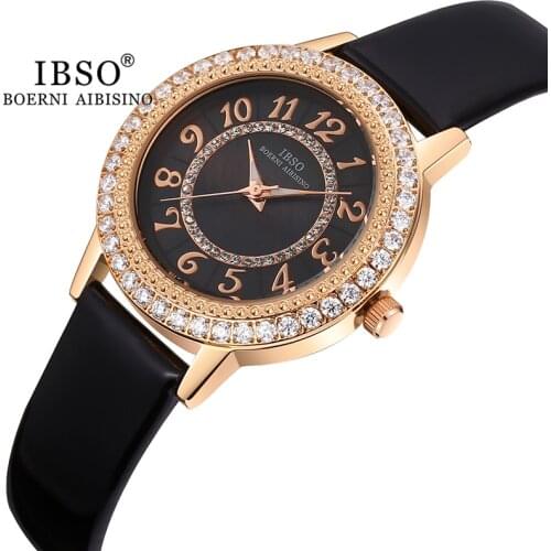 IBSO Luxury Women Wristwatches For Birthday Gifts New 2021 Shiny Rhinestone Zircon Dial Japanese Movement Stainless Steel Strap