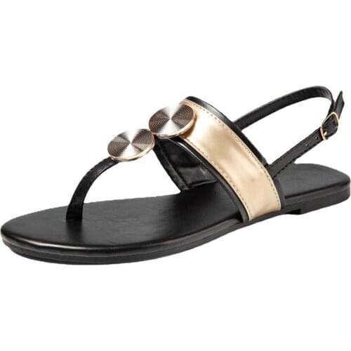 2021 New Summer Womens Sandals With Metal Buckle Flip-flops High Quality PU Comfortable Non slip Design Ladies Shoes Sandals
