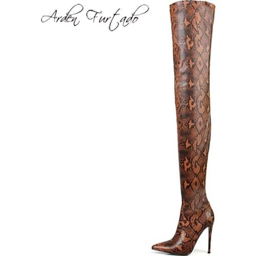 Fashion womens shoes winter 2019 stilettos heels sexy zipper pointed toe burgundy boots over the knee boots party shoes 40 41