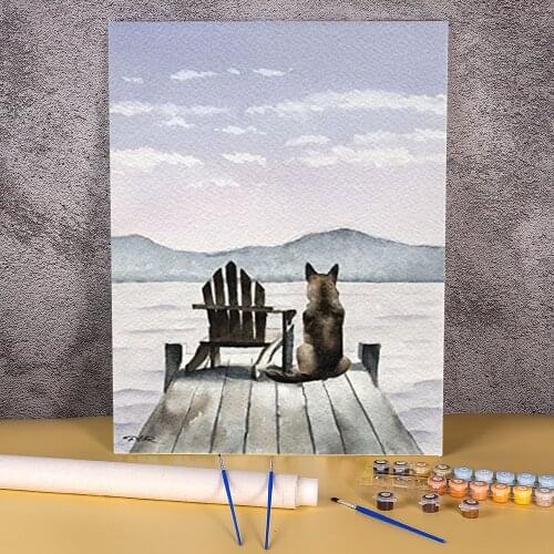 Animal German Shepherd DIY Painting By Numbers Kit Acrylic Paints 40*50 Paiting By Numbers Handmade For Kids Handiwork